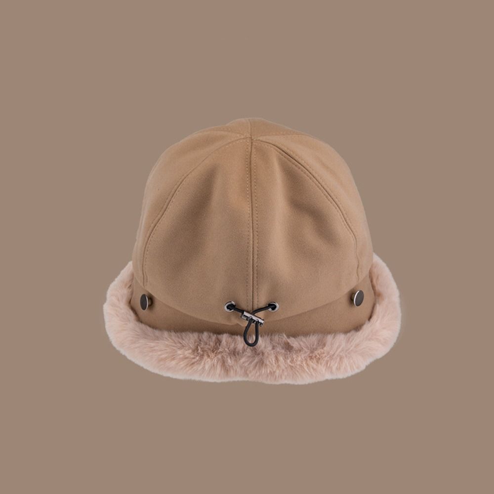 Windproof Fluffy Fur Bucket Hat Soft Warm Cap Cute Winter Fisherman Hat  Outdoor