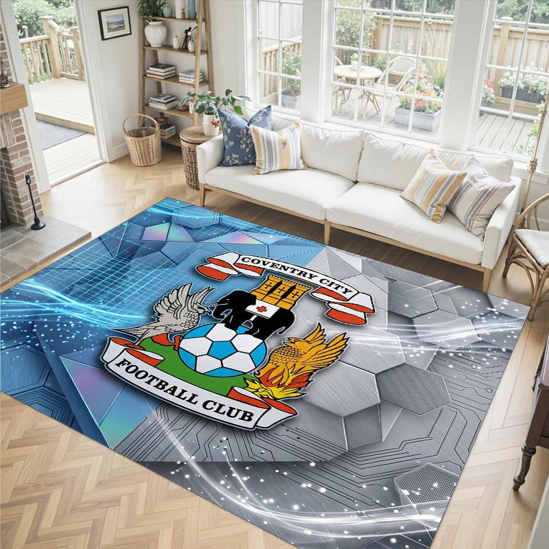 Coventry City Football Design Crystal Velvet Carpet Cozy Non?Slip Printed Rug For Bedroom Living Room Entrance