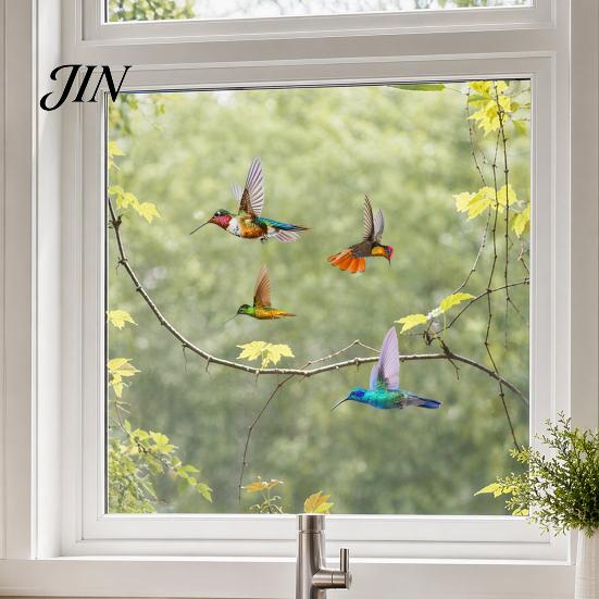 Bird Strike Deterrent Hummingbird Window Clings, Protection Decals, Removable PVC Anti-Collision Static Stickers Safe Cling for Glass Doors