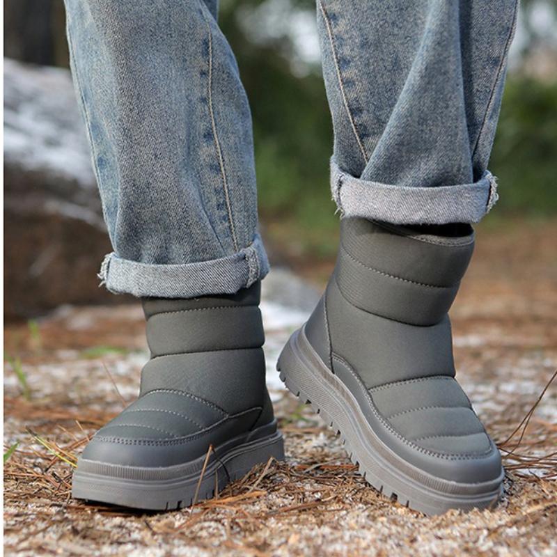 Kids Non-slip Snow Boots Boys Girls Plush High-top Boots Warm Cotton Shoes Winter Walking Hiking Shoes