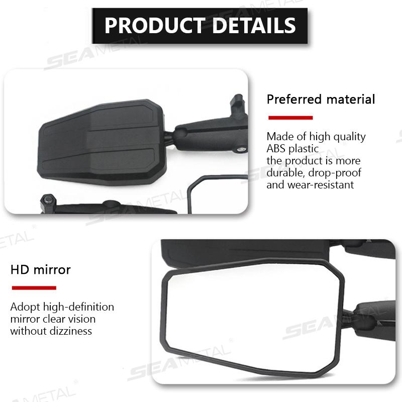 SEAMETAL 2Pcs Motorcycle Rearview Mirror 360-Degree Rotation Wide Angle Rear View Mirror Universal Alloy Motorbike Side Mirror