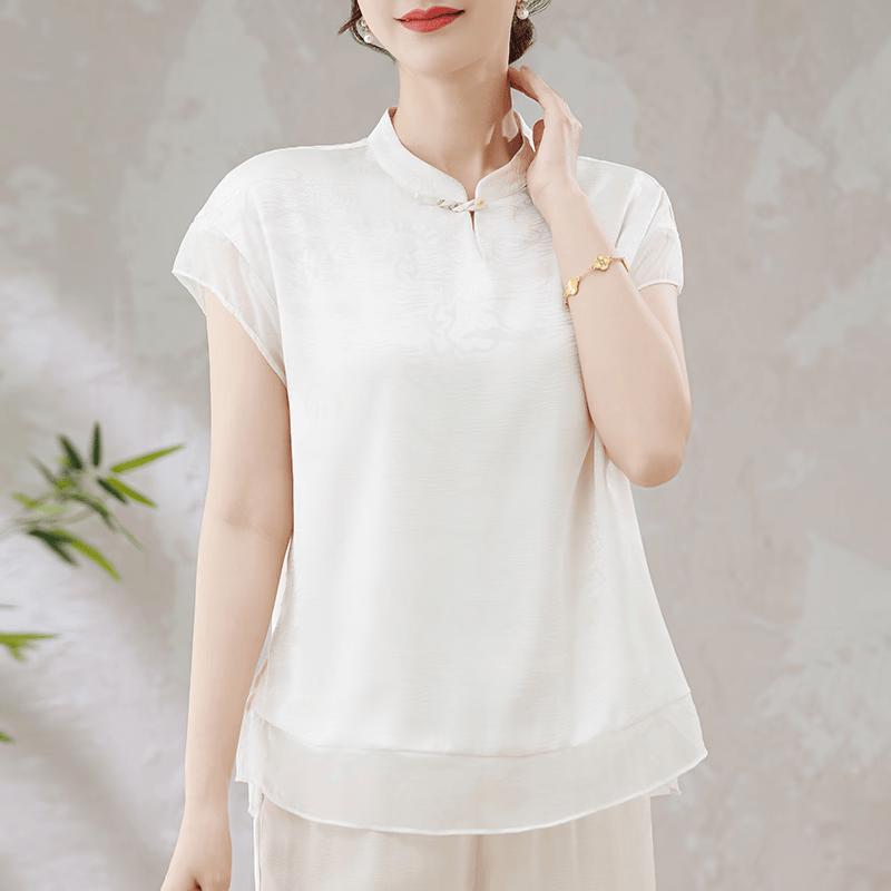 Yu Zhaolin New Chinese Style Mesh Sleeve Top 2XL