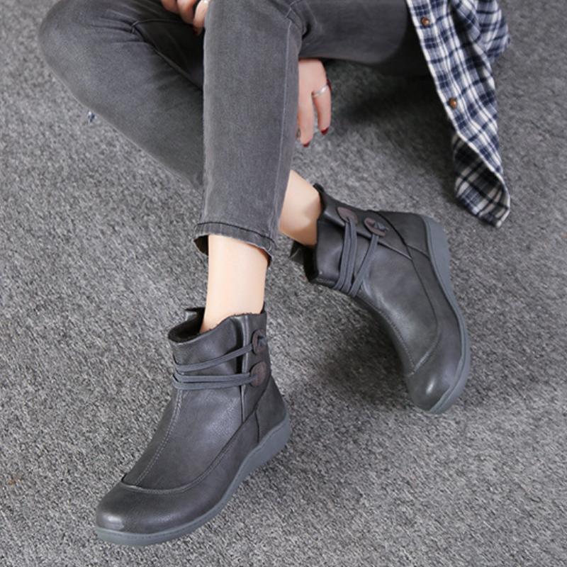 European and American Short Sleeved Women's Shoes 2024 New Design Sense Sports Sloping Heel Lace Up Women's Short Boots Trafza