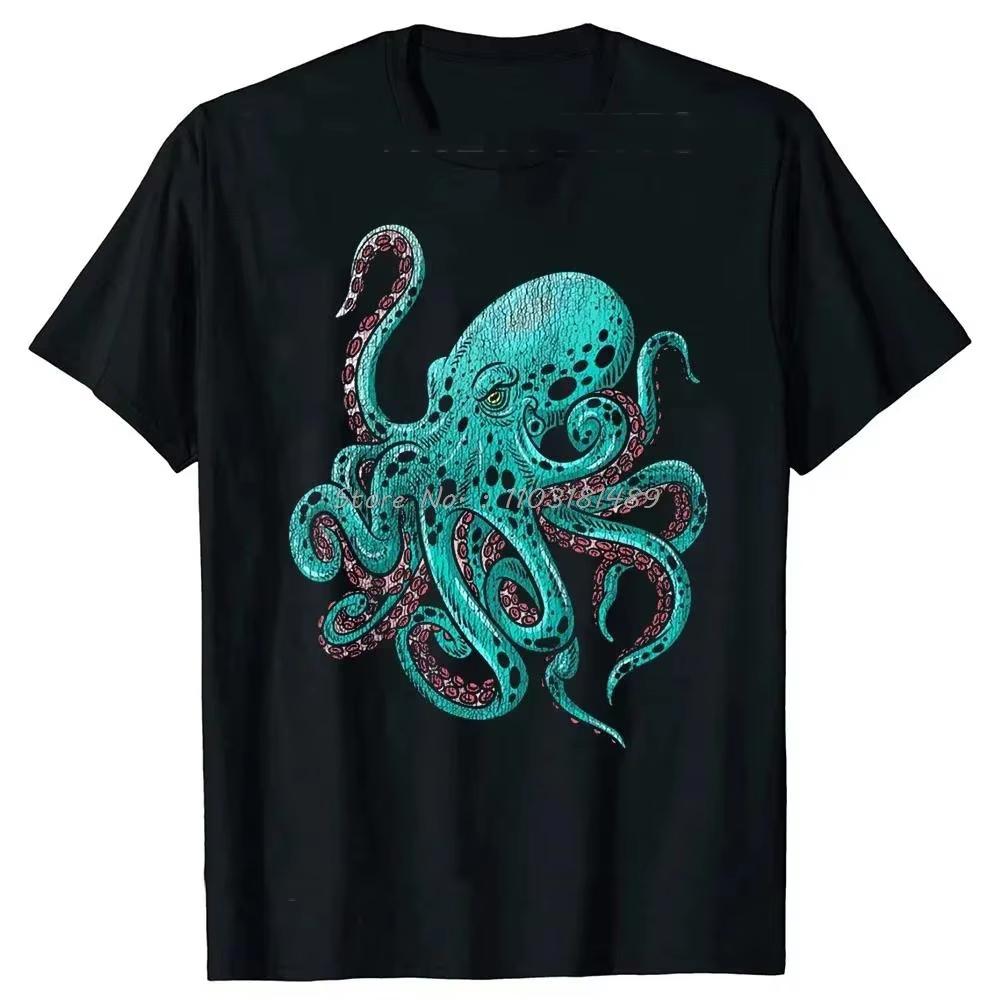 Unisex Shark Octopus Squid Cephalopod Mixed Faces Graphic T Shirt Casual Daily Oversized Cotton Streetwear Short Sleeve Top