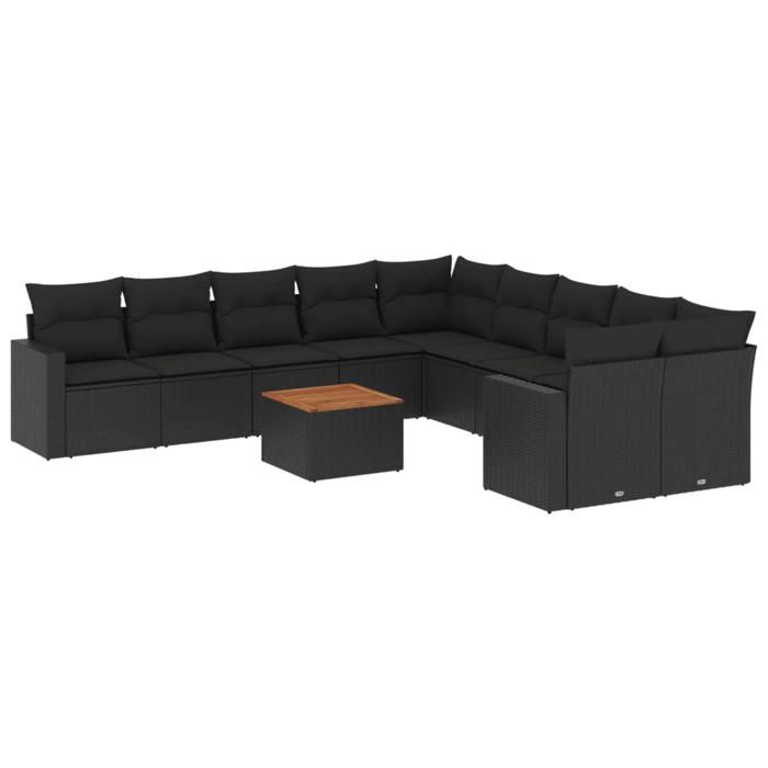 VidaXL Garden Lounge Set with Cushions 11 Pcs, Patio Sofas, Patio Furniture Set, Outdoor Furniture, Black 3256643