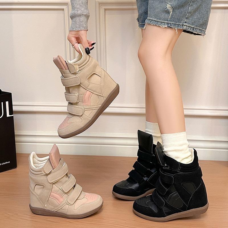 Autumn Velcro Women's Shoes, Color-Blocked Sporty Casual High-Top Shoes