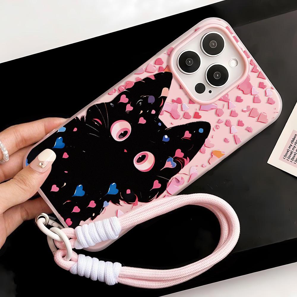 Malovaný kryt na telefon pro iPhone 15 11 13 14 pro 15 16 Pro Max 12 13 16 Pro Roztomilý Módní Vtipný Kryt na telefon se šňůrkou Nejnovější Doporučení Top prodeje