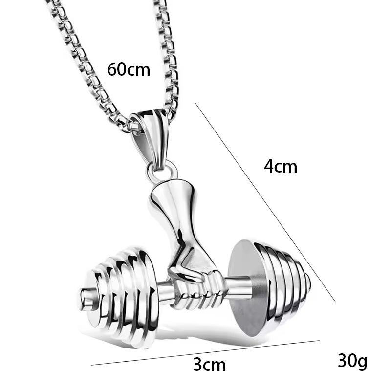 Fashion Accessories New Necklace Titanium Steel Chain Couple Dumbbell Pendant Fitness Men's Necklace