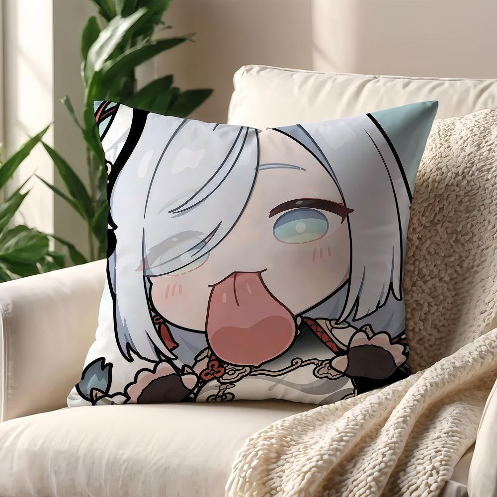 Kawaii Chibi Genshin Impact Characters cushion cover For Pillow Printing Sofa Decoration Home Car Room Office Nordic Simplicity
