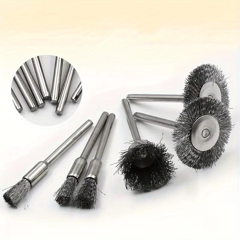 9Pcs Mini Steel Wire Brush Drill Rotary Tool Cleaning Brush Wheel Metal Rust Removal Polishing Disc