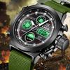 LIGE Casual Fashion Quartz Man Watch Outdoor Sport Auto Date Nylon Strap Alarm Week Luminous Digital Watches for Men Chronograph