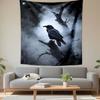 Crow On Foggy Branch Tapestry Wall Hanging, Dark Nature Photography Art, Gothic Wall Decor for Bedroom Living Room Dorm
