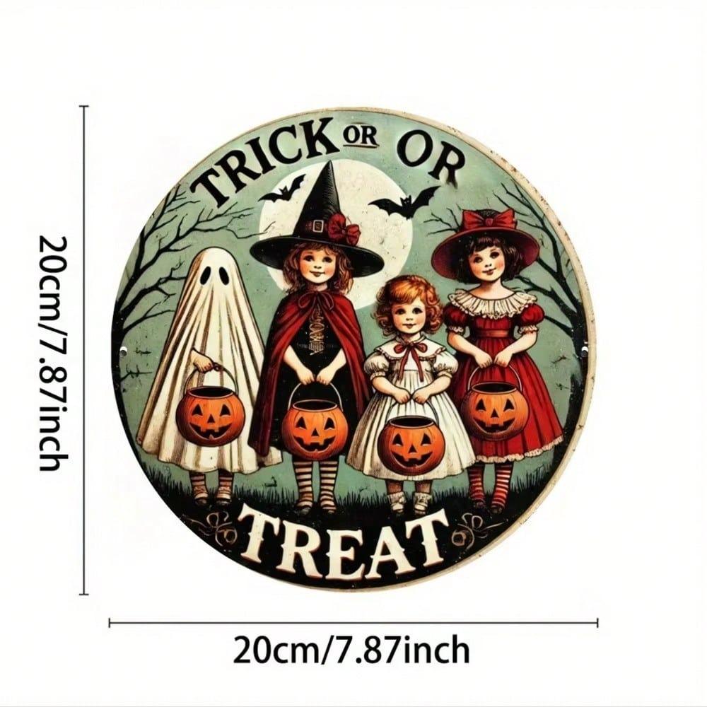 Vintage Halloween Metal Tin Sign Rustic Wall Art Retro Room Decor