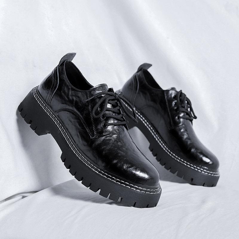 

Кожаные туфли мужские британские деловые повседневные мужские туфли костюм свадебные ботинки Martin низкие 2150-R 38 чёрный