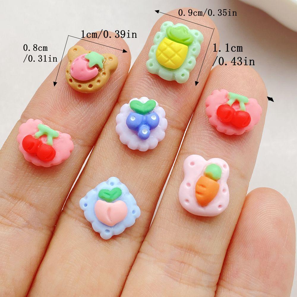 30Pcs Cute Mini Fruit Cherries,strawberry Cookies Nail Art Resin Designer Charms DIY Craft For Nail 3D Decorations Jewelry