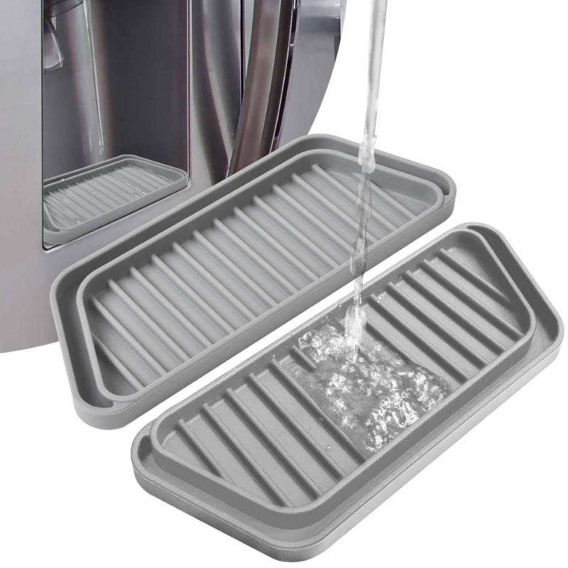 Reusable Kitchen Fridge Accessories Refrigerator Anti Splash & Overflow Drainage Mat Silicone Refrigerator Drip Catcher Tray