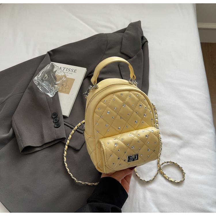 Korean Version of the New Bag Women's 2025 Spring and Summer Fashion High Sense Diamond Chain Backpack Women's Mini Backpack