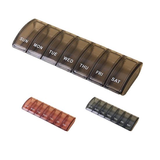 Tablet Holder with Letters Multi-Grids Waterproof Transparent Portable 7 Days Weekly Pill Box Home Supplies