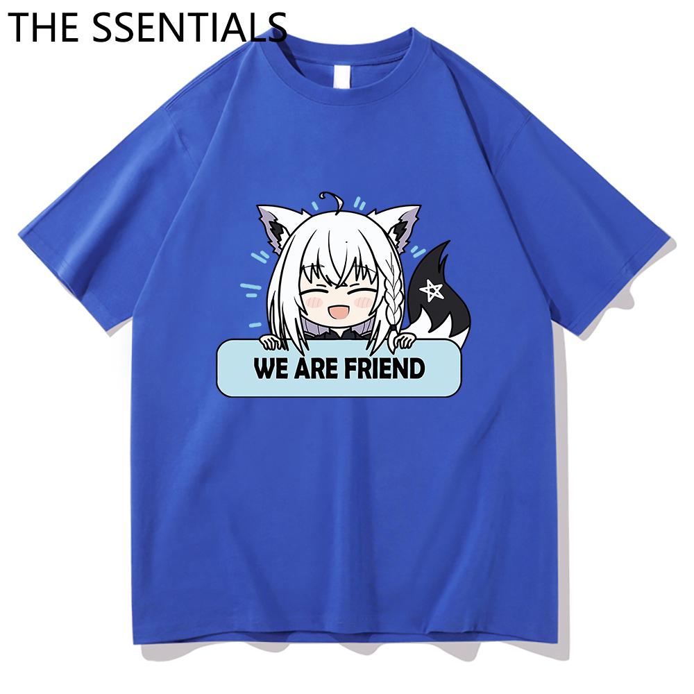 Hololive VTuber T-skjorte Unisex Harajuku tegneserie-grafikk-t-skjorter Unisex-tilfeldig bomullst-skjorte Herre Anime Kawaii Shirakami Fubuki T-skjorte