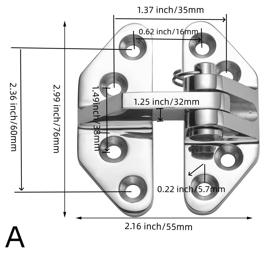 Морские петли для люков из нержавеющей стали 316 – Съемные петли 76x55 мм и 76x66 мм – Зеркальная полировка – Для яхт, лодок, автодомов, шкафов – Без сверления A