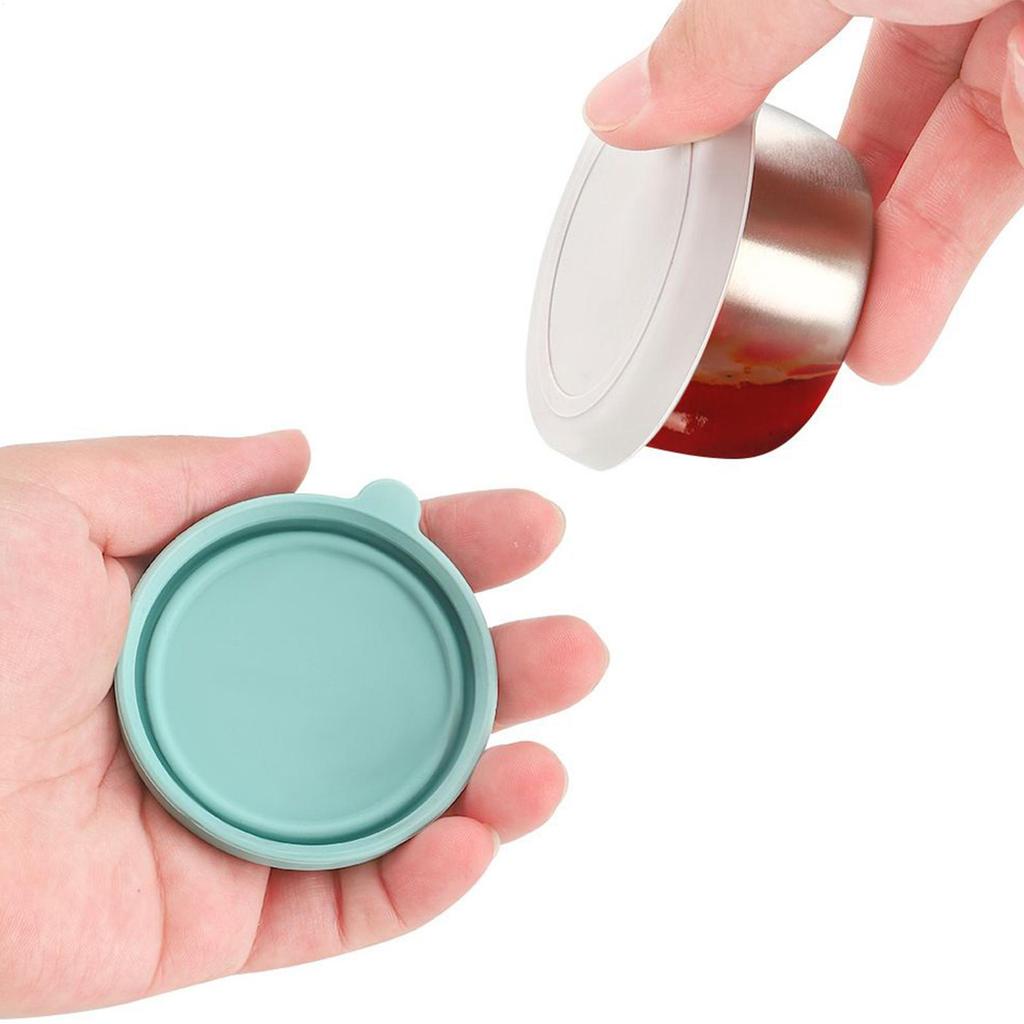 6 Pcs Stainless Steel Dipping Sauce Cups Condiment Dishes Sauce Cups Food Containers Reusable Silicone Lids Leakproof for Home