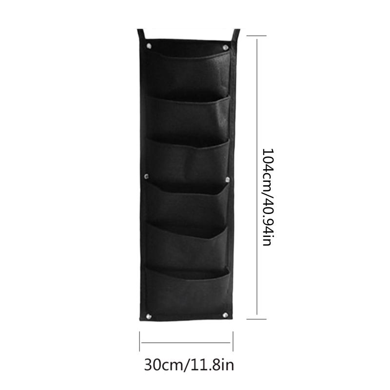 Vertical Hanging Garden Planter with 6 Pockets Waterproof Wall Mount Flower Pot Grow Bag Container Indoor Outdoor Use X3UC