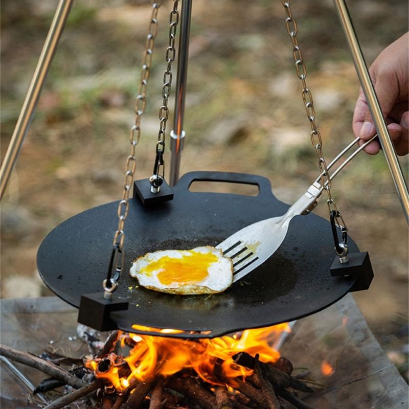Leicht zu tragender Kochständer Barbecue-Tablett-Halter Benutzerfreundliche Grills Pfannenhalterung Praktische Outdoor-Camping-Ausrüstung