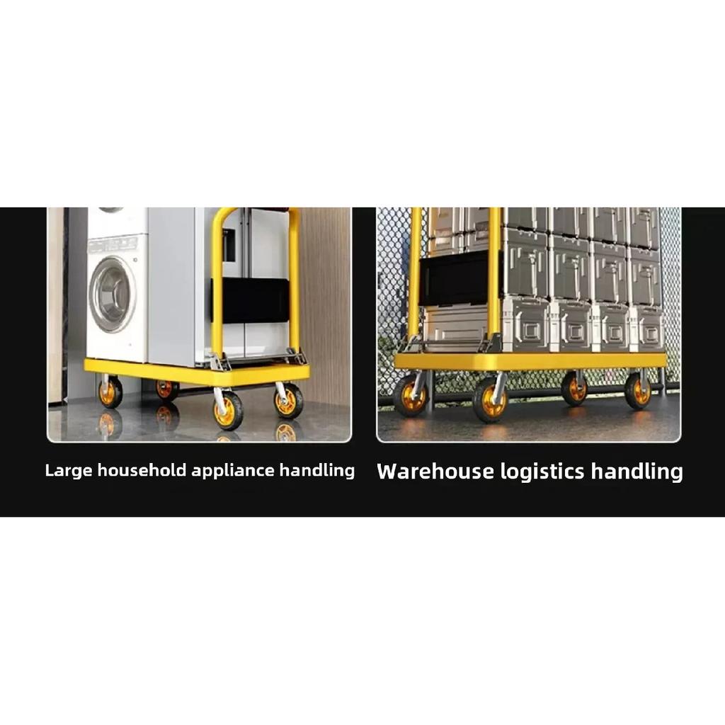 Stable Folding Handcart, Small Cargo Cart, Warehouse Trailer, Portable Four-wheel Silent Shopping Cart, Handling Flatbed Truck