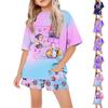 Kids Summer Sport T-Shirt And Shorts 2 Piece Outfit Tracksuit Set Short Sleeve Print Crop Tops With Clothing Set