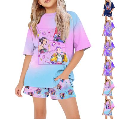 Kids Summer Sport T-Shirt And Shorts 2 Piece Outfit Tracksuit Set Short Sleeve Print Crop Tops With Clothing Set