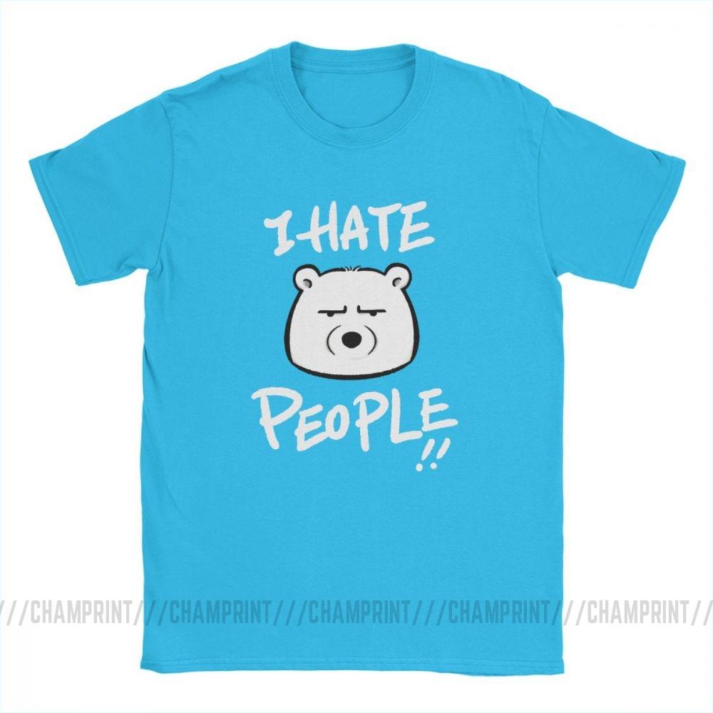 I Hate People Men T Shirts Bear I Eat People Solitary Autism Casual Cotton Short