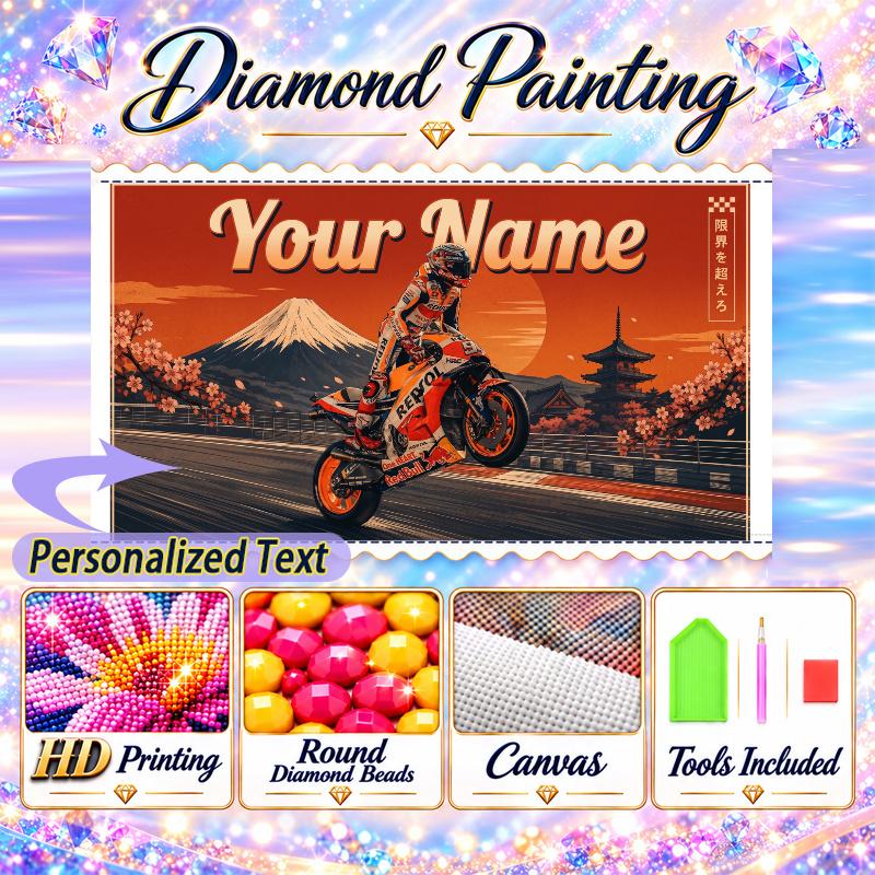 Marc Marquez 5D DIY Diamond Painting Custom Name Text, Full Drill Rhinestone Mosaic Art Home Gift