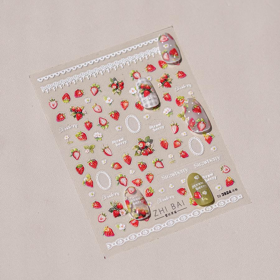 Рельефные кружевные наклейки для ногтей с клубникой. Изготовление своими руками — фото 6