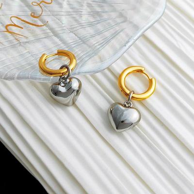 Açıklama Minimalist Altın Gümüş Rengi Karışık Düz Kalp Kolye Halkalı Küpeler Sokak Stili Kore Modası Takı Hediye