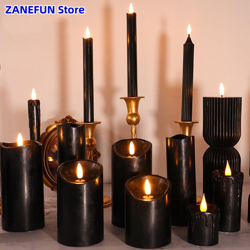 Magic Black Series LED Candle Lights 3-Pack for Easter Halloween Mystery Games Bars Clubs Guiding and Decoration