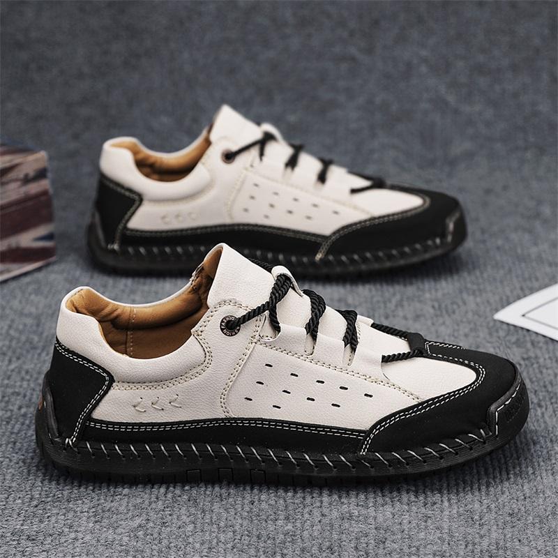 Herren Freizeitschuhe aus Leder Handgefertigt Weiches Leder Outdoor Rutschfest Herren Sneaker Vintage Design Bequeme Arbeitsschuhe Große Größe 38-48