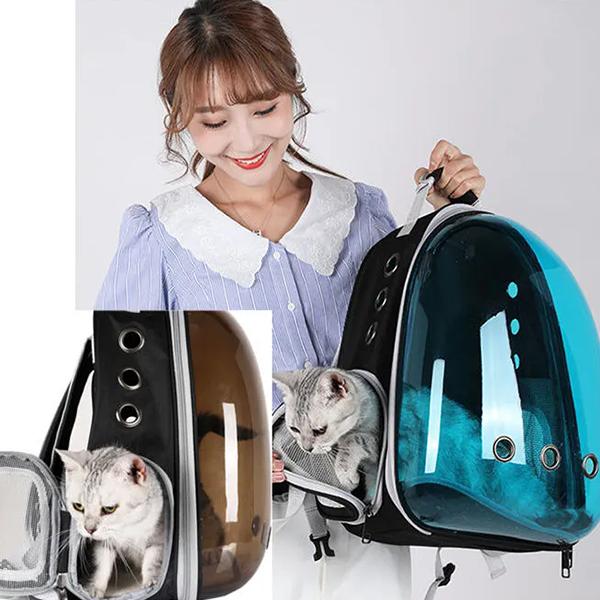 WTEMPO Borse per Gatti Semplici e Traspiranti Zaini Portatili a Doppia Spalla per Animali Zaini con Cerniera Trasparente