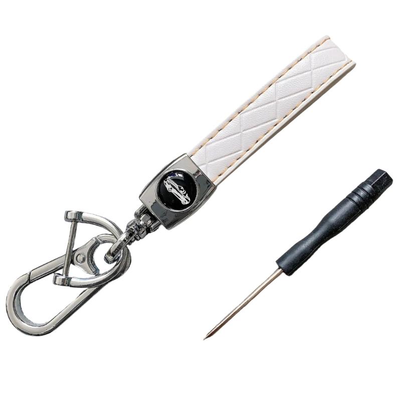 

Elegant Braided Keychain with Metal Dialects Stylish Strong PU Rope Fashionable Keychain for Vehicle Motorcycles Gift