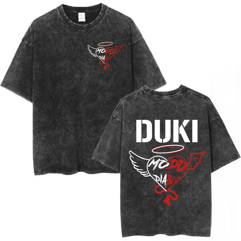 Rapper Duki ADA Tour Vintage Washed Tshirt Men Women Clothing Hip Hop Oversized Tshirts Cotton Cozy Short Sleeve T Shirts