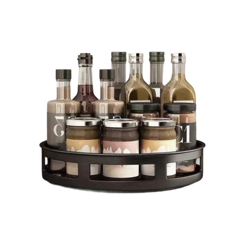 

Countertop Storage Rack Adjustable Round Shelf for Kitchen Bathroom Accessory Sturdy Metal Construction чёрный