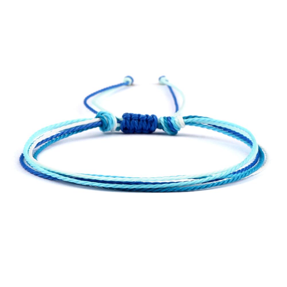 Bracelet fait main en cordon ciré à plusieurs épaisseurs de style Côte Ouest Européenne et Américaine