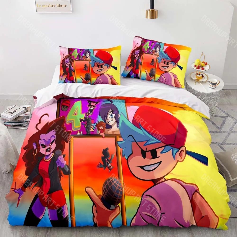 3D Printed Friday Night Funkin Game Bedding Set for Boys Girls Duvet Cover Pillowcase Twin Queen King Full Single Double Sizes