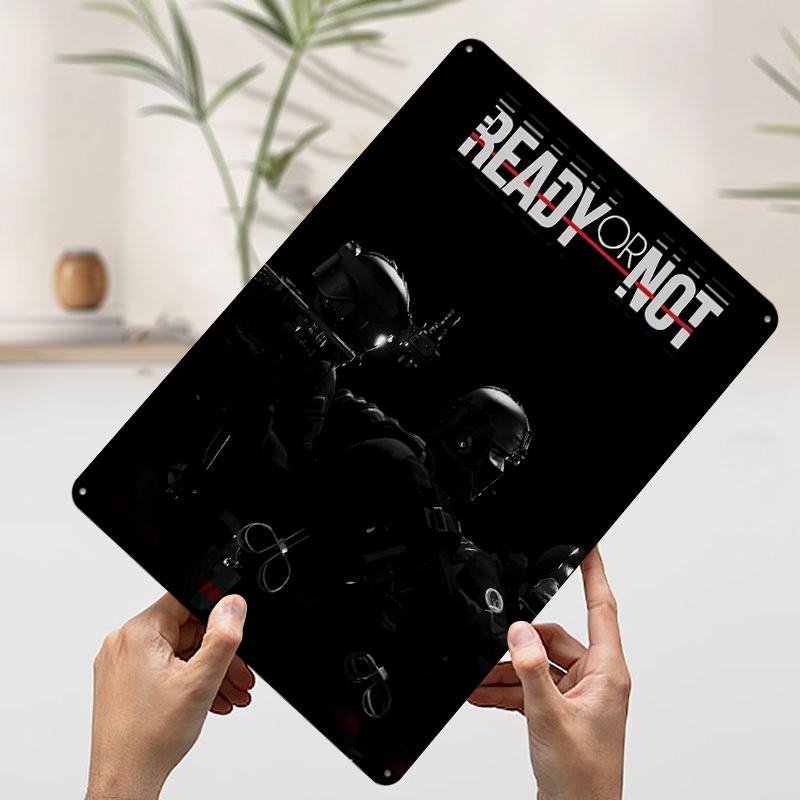 

Ready or Not Game Poster Customized Wall Art Vintage Metal Signs Retro Tin Plaque for Man Cave Bathroom Decor Mancave Decoration 7.9x11.8In(20x30cm)