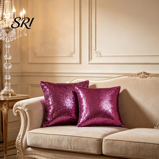 Elegant Pillow Cover Pillowcase Sequins Decorative Cushion Modern Farmhouse Soft Polyester Style for Sofa Bedroom Office Touch