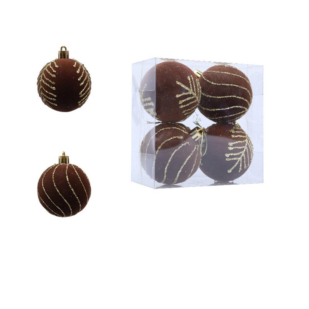6cm Christmas Balls Set Flocking Xmas Tree Pendants Christmas Spheres Pendant  Party Favors