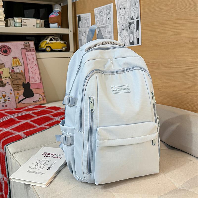 Solid Color Student Schoolbag Women's Large Capacity Backpack