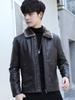 Men's Thick Leather Jacket with Fleece Lining - Lambswool, PU Leather, Lapel Collar, Warm Casual Coat for Spring & Autumn.