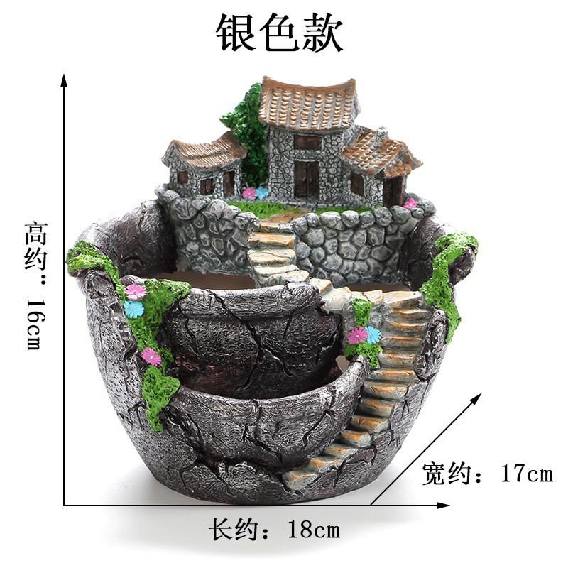 Mini Garden Planter Set Resin Decorative Pot Indoor Outdoor Micro Landscape DIY Home Office Desk Decor