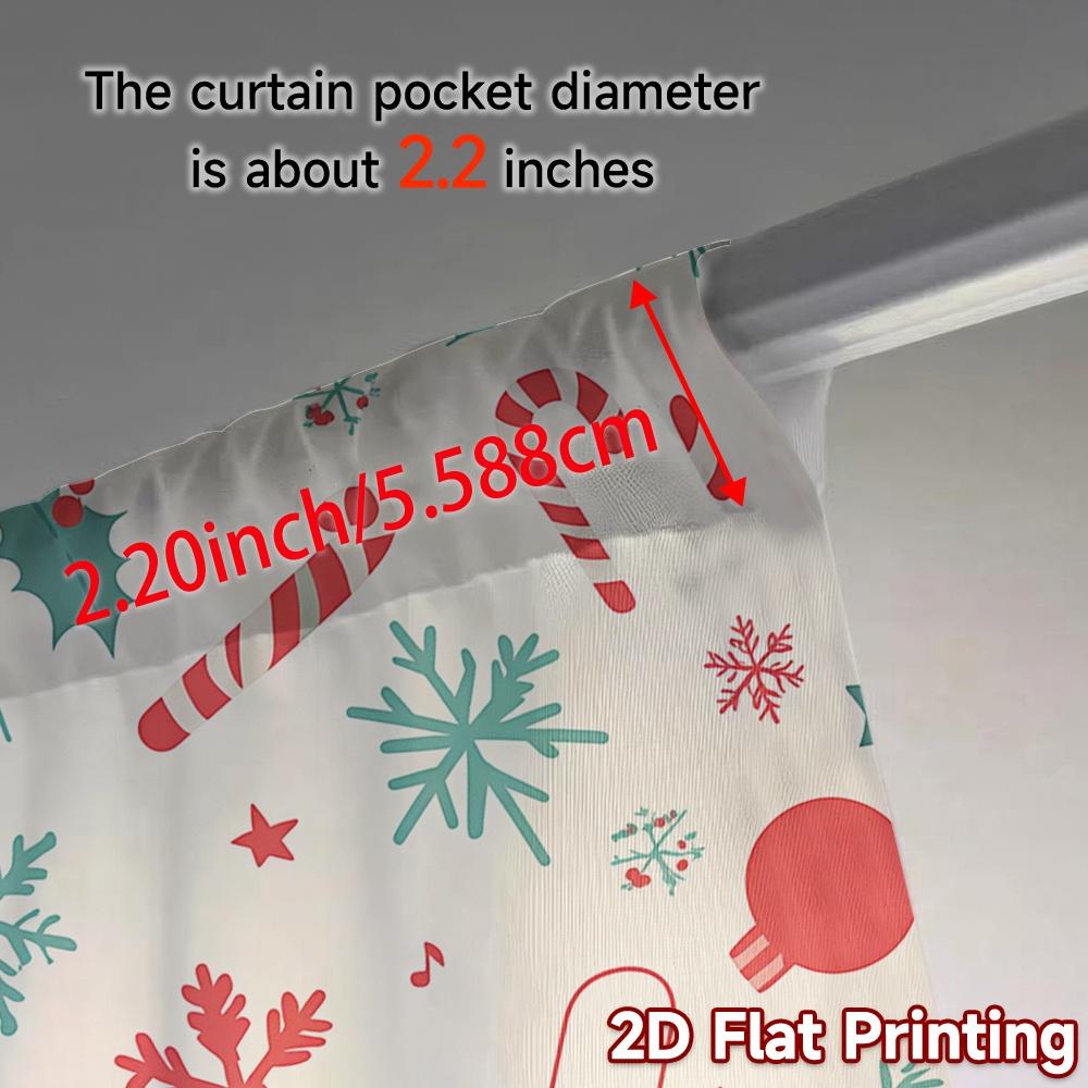 2pcs,Curtains Christmas Bell Snowflake Holly Tree (2) Chic Pattern Curtains Prints Light Filtering Curtains Home Decor Use for