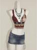 2025 High-Waisted Slimming Plaid Patchwork Zipper Bikini Camisole